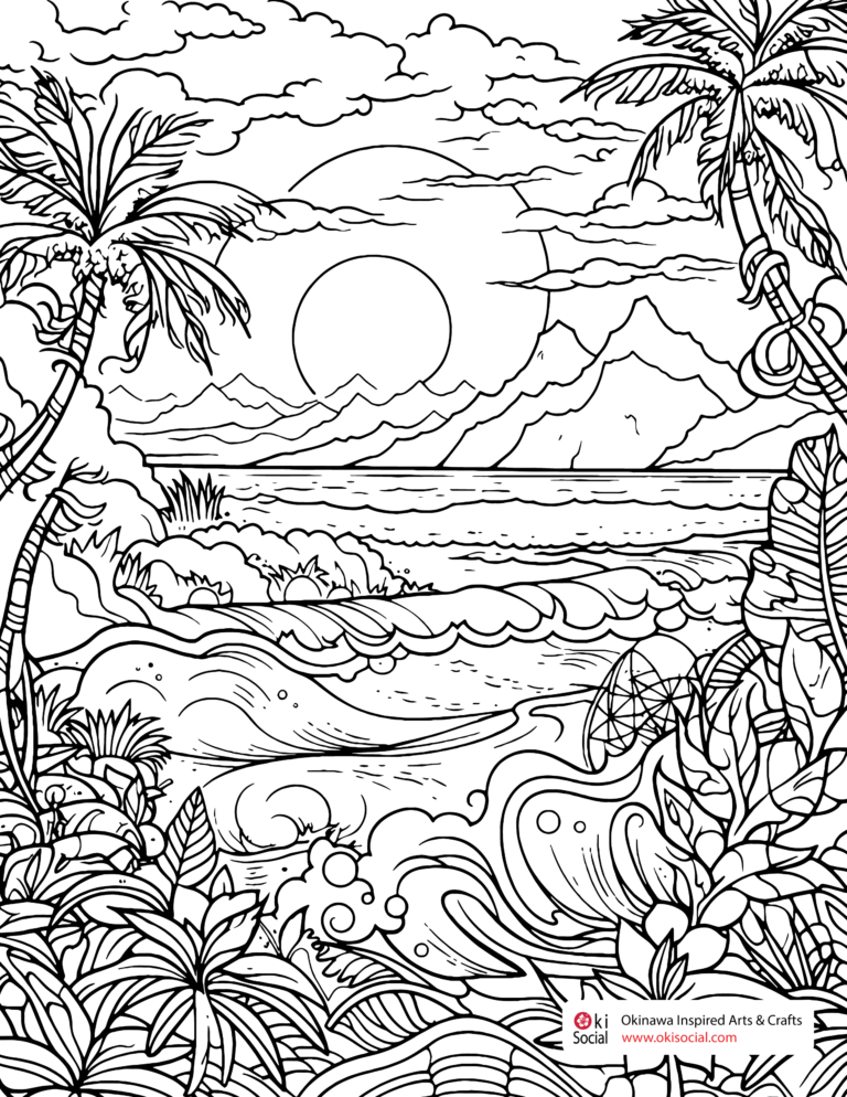 Free Adult Coloring Pages Celebrating Ocean Opening in Okinawa - Oki Social