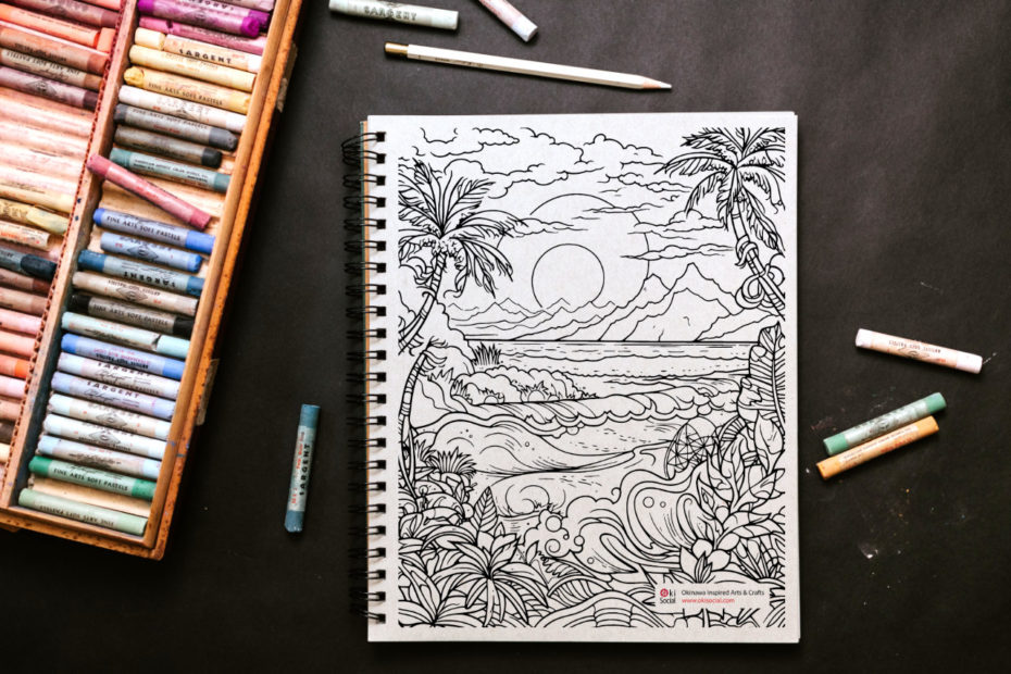 Ocean theme free coloring page by Oki Social