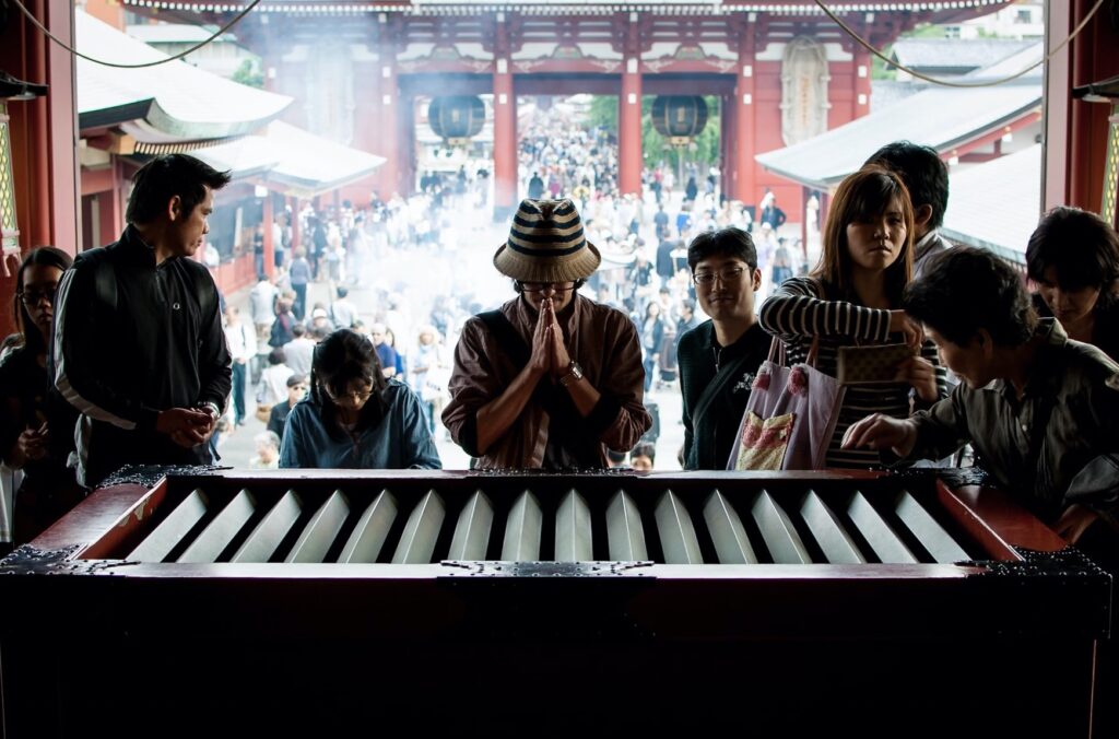 prayers in Japanese temple